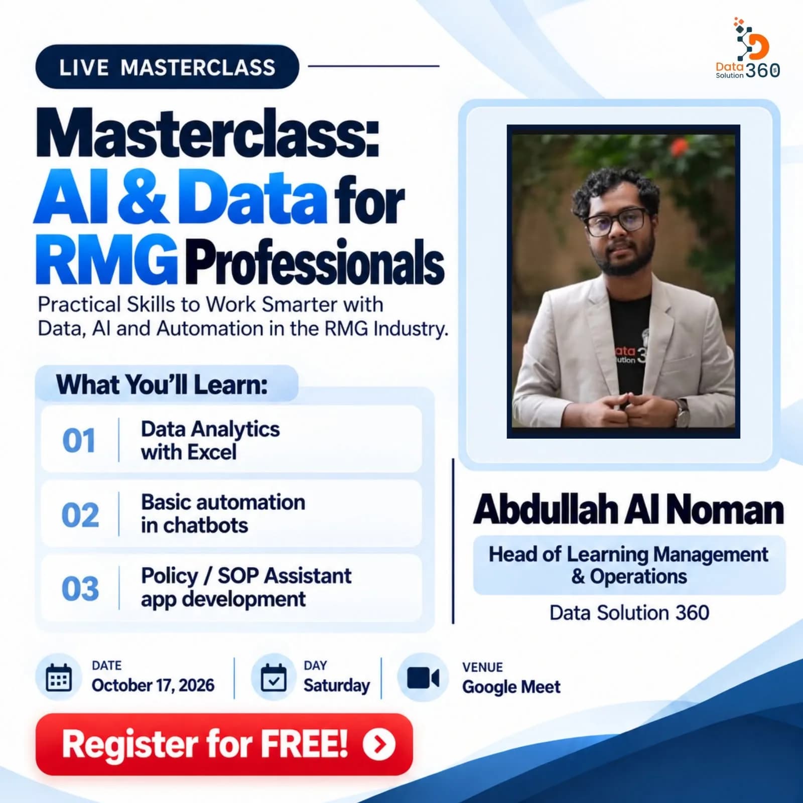 AI & Data for RMG Professionals | Live Masterclass poster